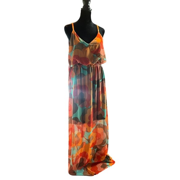 Judith March Floral Maxi Dress Multicolor Boho Chic L Fall Colors - Picture 1 of 6